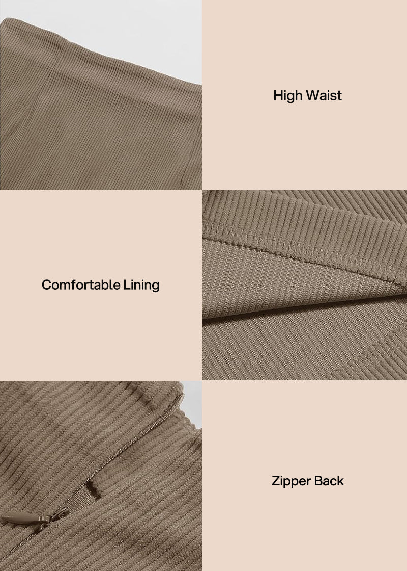High Waist Corduroy Mini Skirt with Built-in Safety Shorts - Image 5
