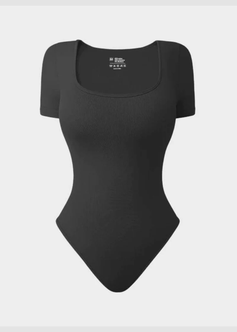 Sexy Ribbed Square Neck Thong Bodysuit (2 Pcs) - Image 10