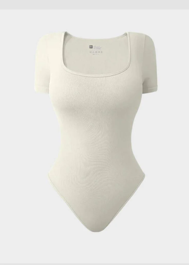 Sexy Ribbed Square Neck Thong Bodysuit (2 Pcs) - Image 11