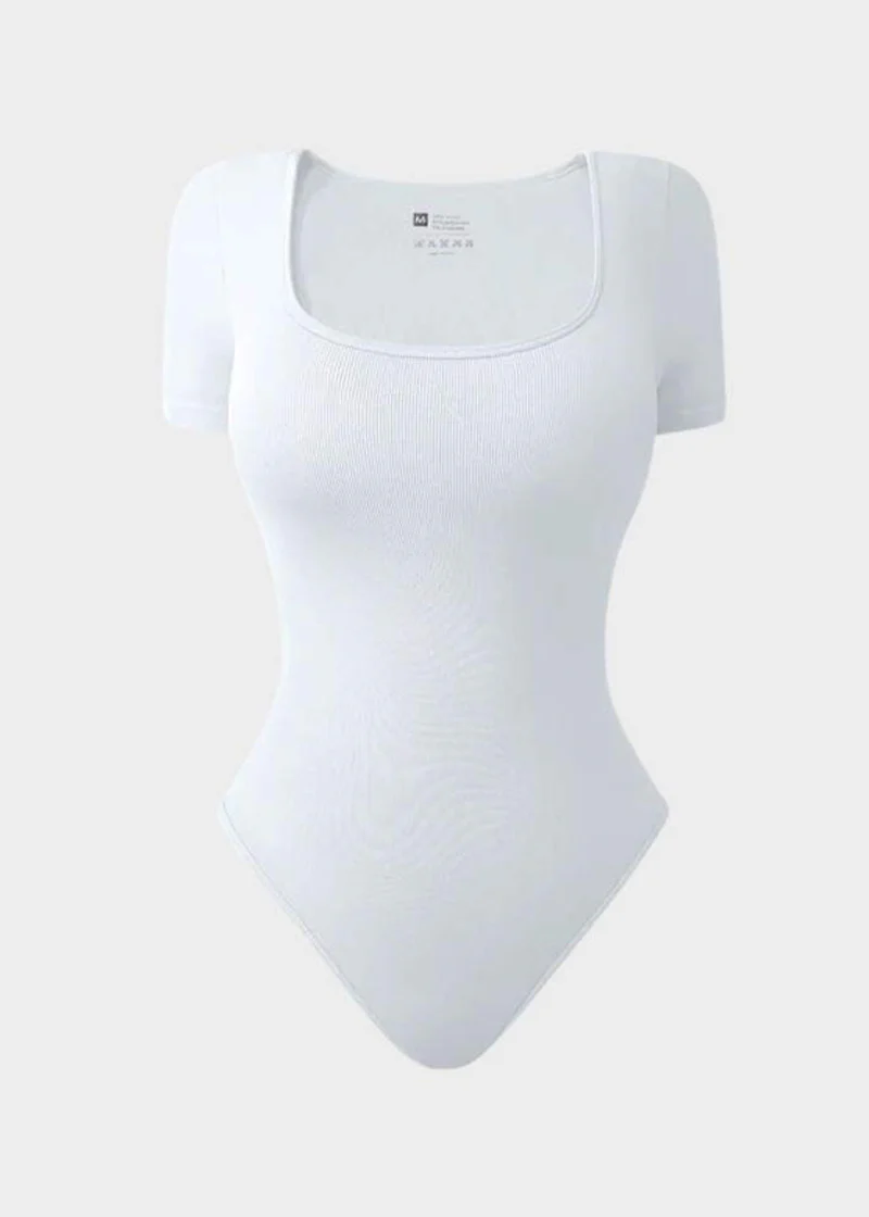 Sexy Ribbed Square Neck Thong Bodysuit (2 Pcs) - Image 12