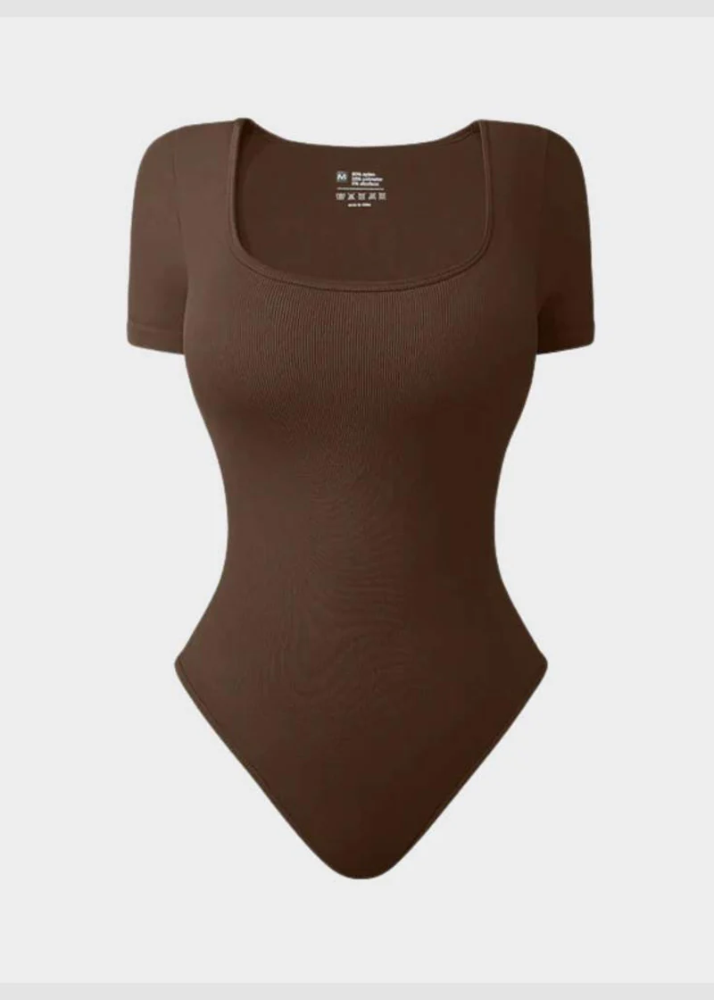 Sexy Ribbed Square Neck Thong Bodysuit (2 Pcs) - Image 13