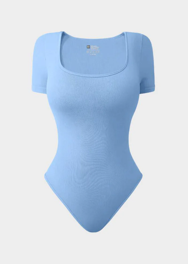 Sexy Ribbed Square Neck Thong Bodysuit (2 Pcs) - Image 14