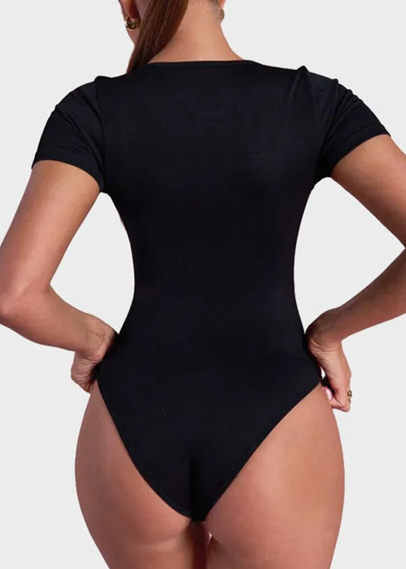 Sexy Ribbed Square Neck Thong Bodysuit (2 Pcs) - Image 3