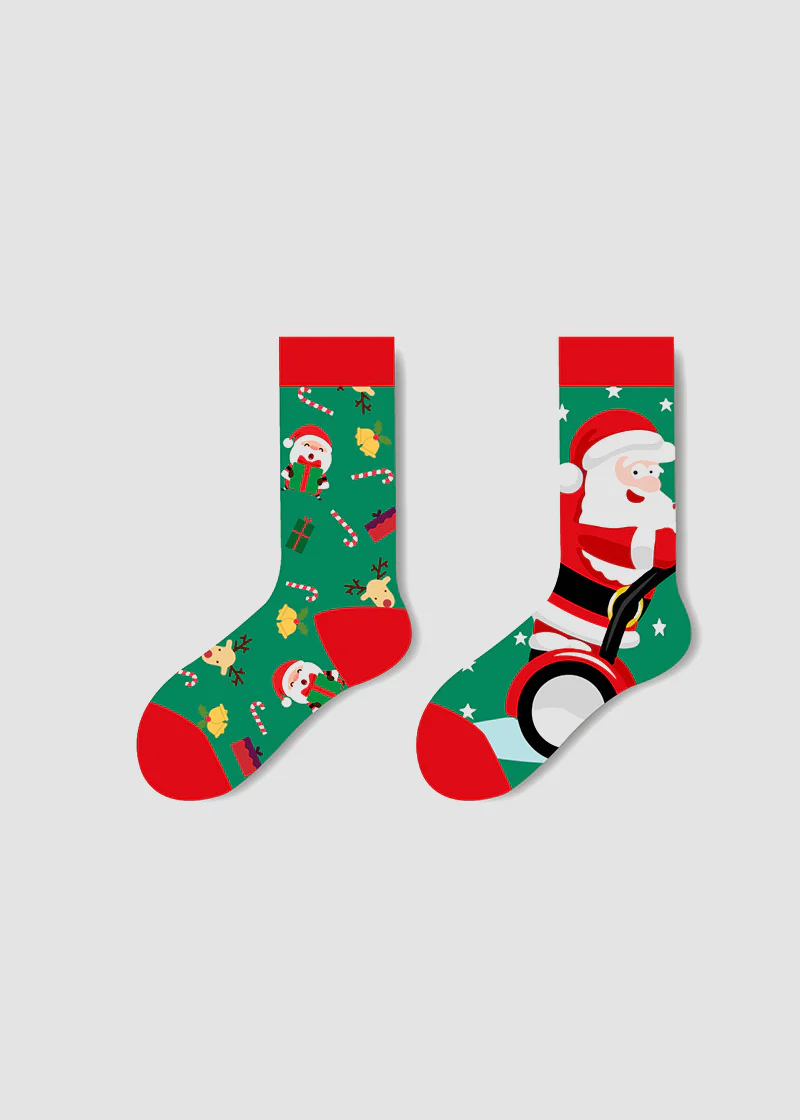 Festive Mismatched Christmas Crew Socks - 4 Pairs - Image 10