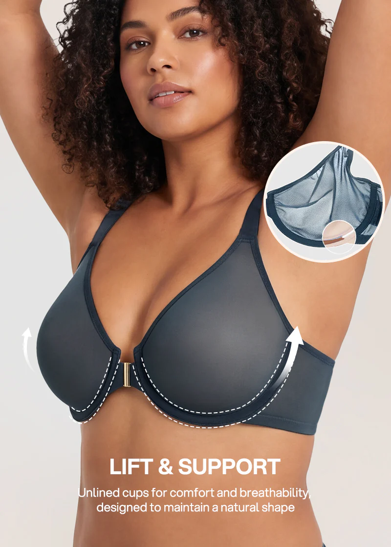 Front Closure Mesh Support Bra - Image 10