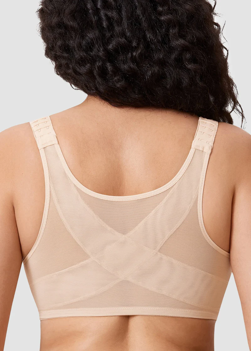 Front Closure Underwire Unlined Back Support Plunge Bra - Image 3