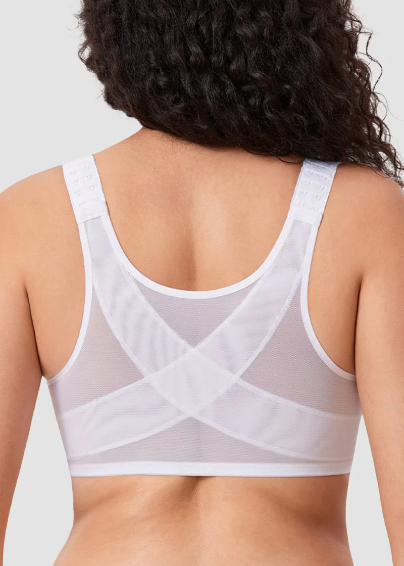 Front Closure Underwire Unlined Back Support Plunge Bra - Image 7