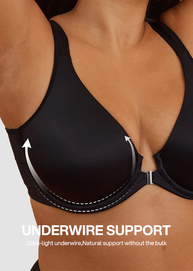 Front Closure Underwire Unlined Back Support Plunge Bra - Image 9