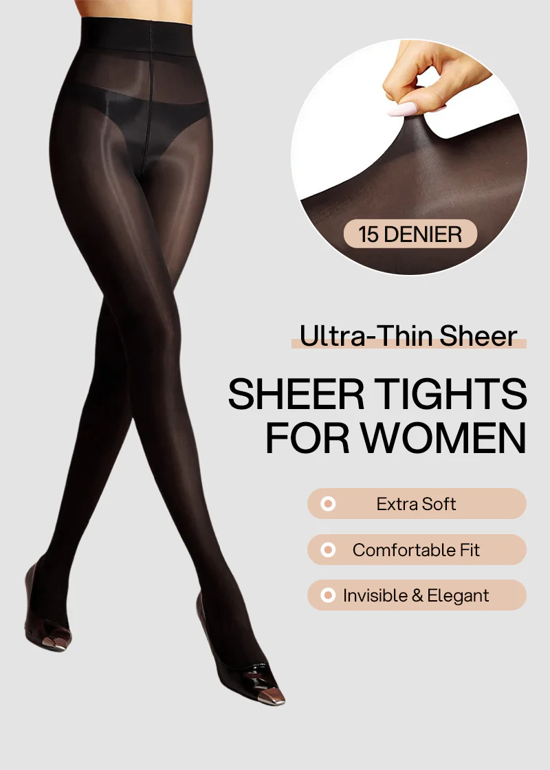 High-Waist Shiny Sheer Tights for Women - Image 5