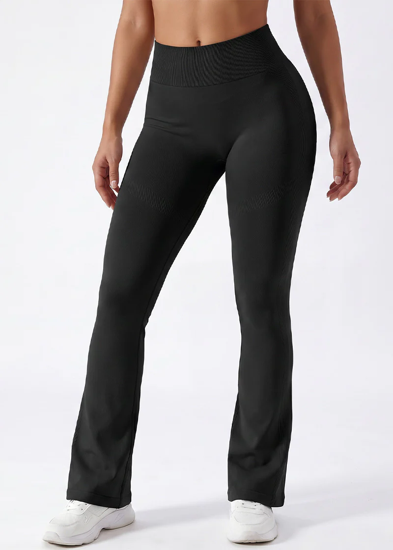 High-Waisted Mini Flare Yoga Leggings – Seamless Butt Lifting Pants