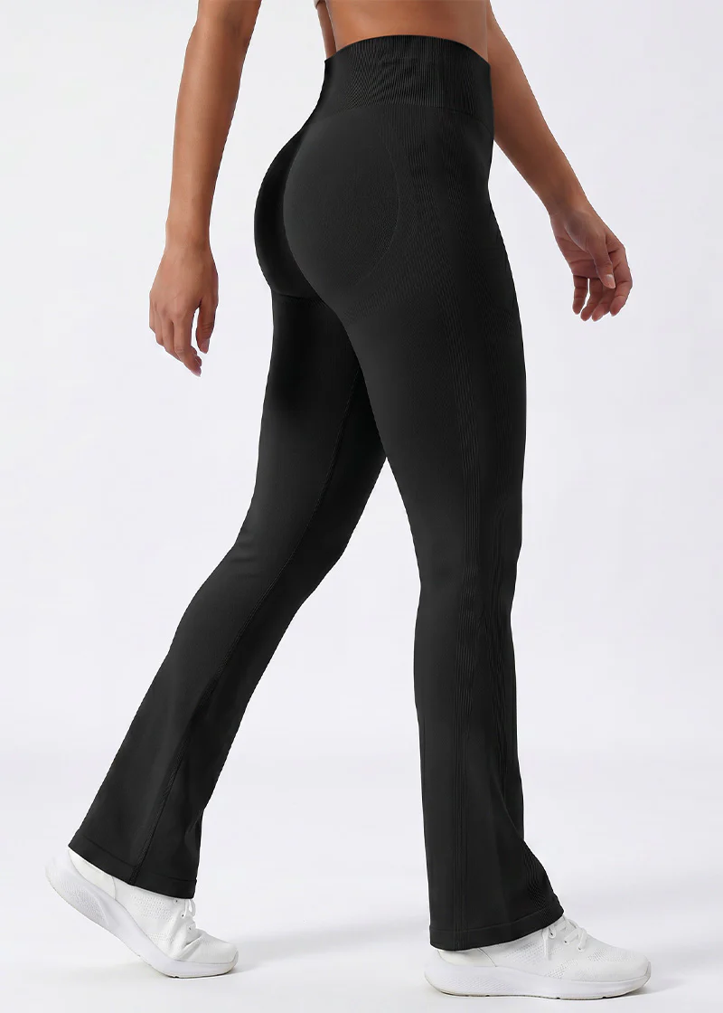 High-Waisted Mini Flare Yoga Leggings – Seamless Butt Lifting Pants - Image 2