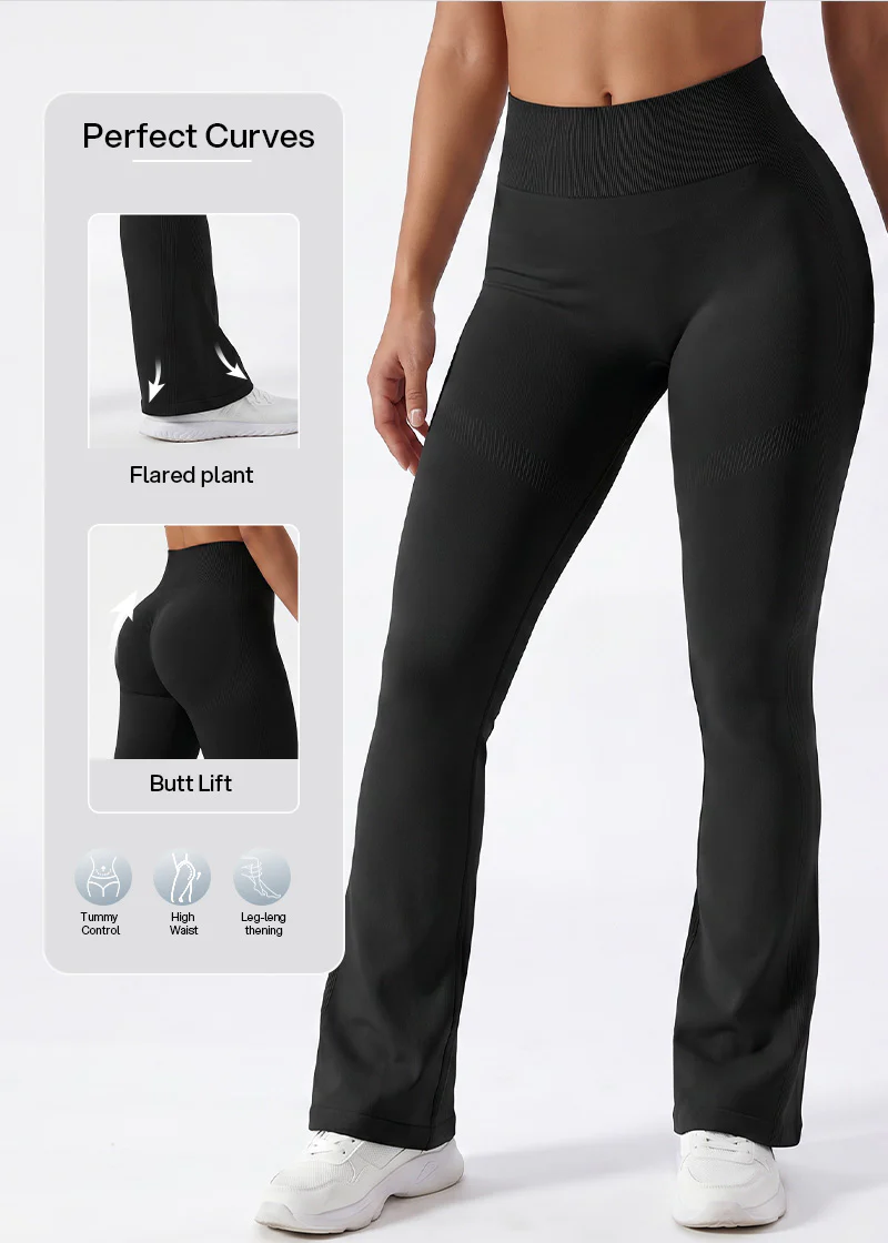 High-Waisted Mini Flare Yoga Leggings – Seamless Butt Lifting Pants - Image 5