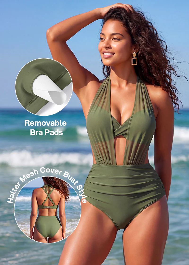 High-Waisted Sculpting Mesh Bikini Set - Image 11