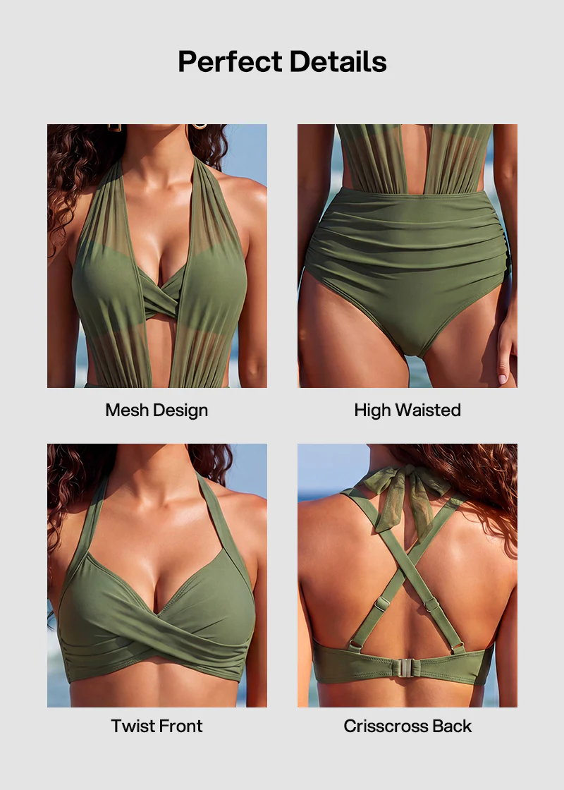 High-Waisted Sculpting Mesh Bikini Set - Image 12