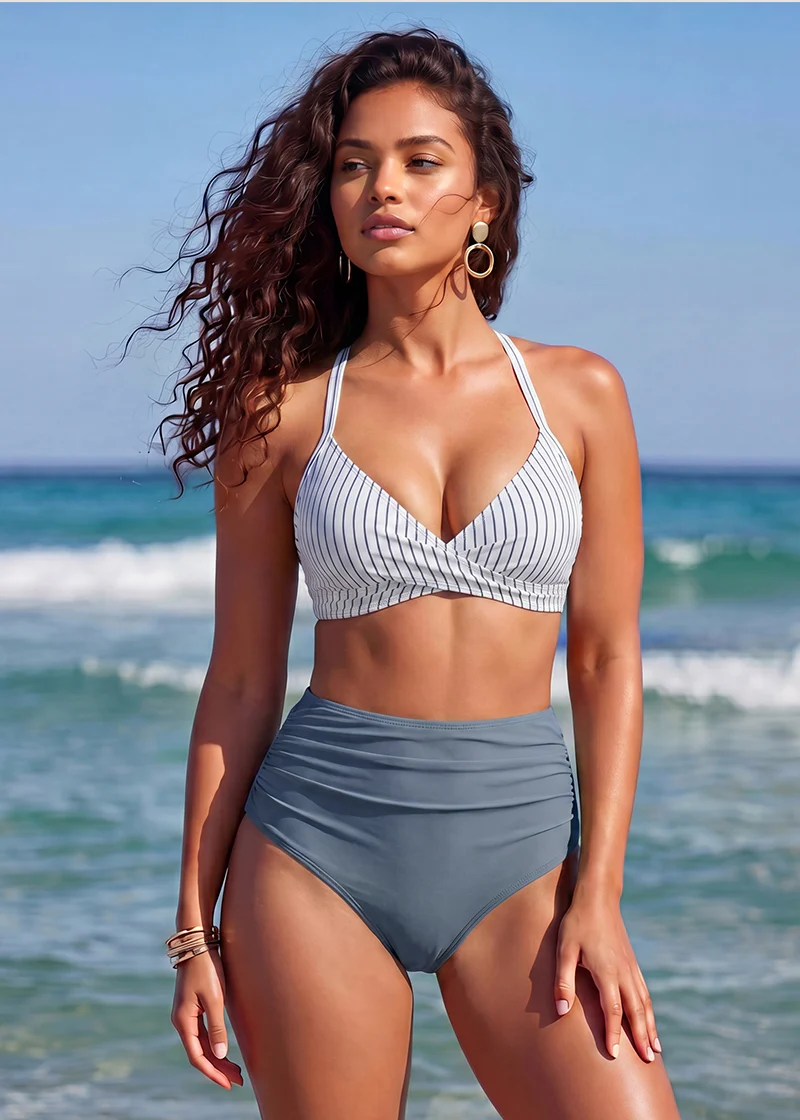 High-Waisted Sculpting Mesh Bikini Set - Image 3