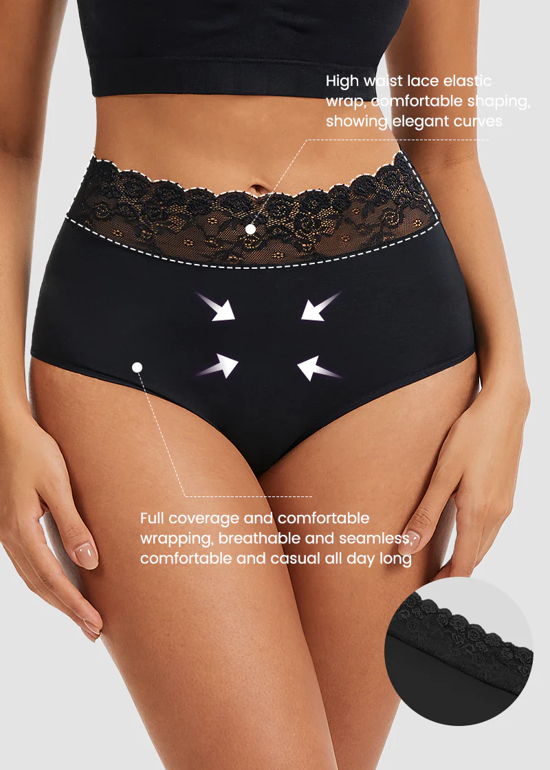 Lace Trim Cotton Hipster Panties (5 Pack) - Image 5