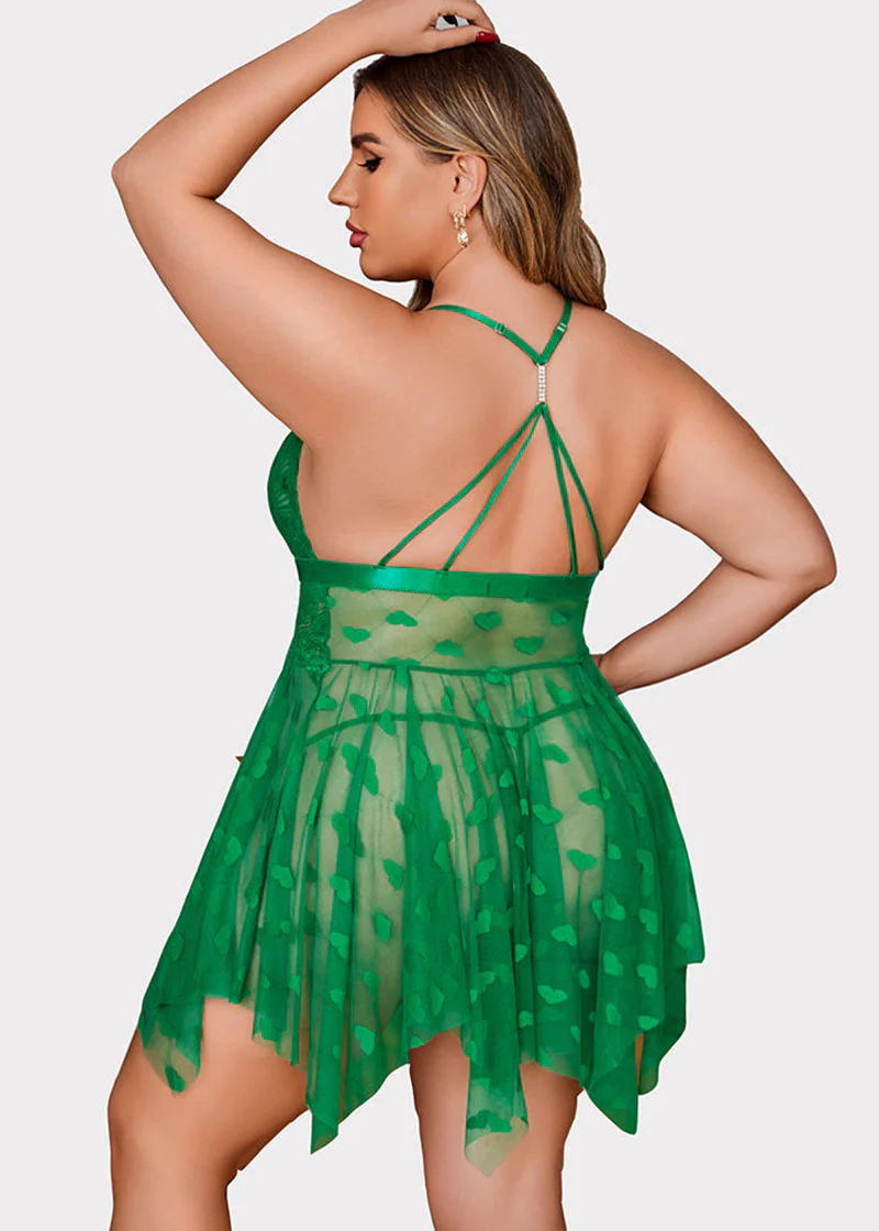 Plus Size Lace Nightdress with Front Slit - Image 10