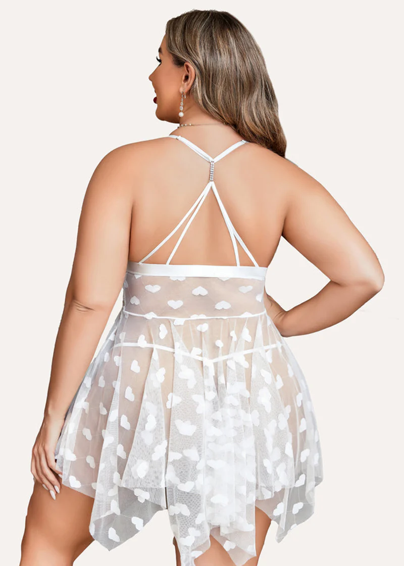 Plus Size Lace Nightdress with Front Slit - Image 13