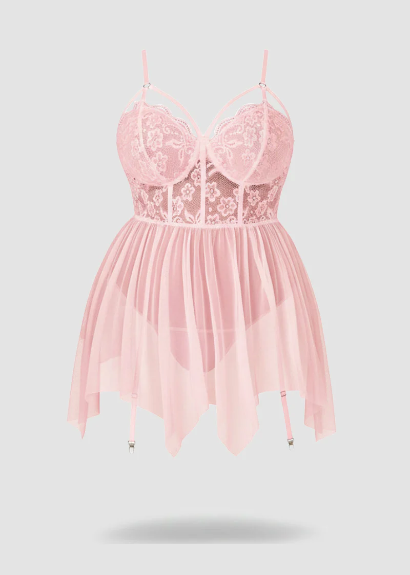 Sexy Plus Size Mesh Lace Babydoll – Curvy Nightgown for Bold Nights - Image 36