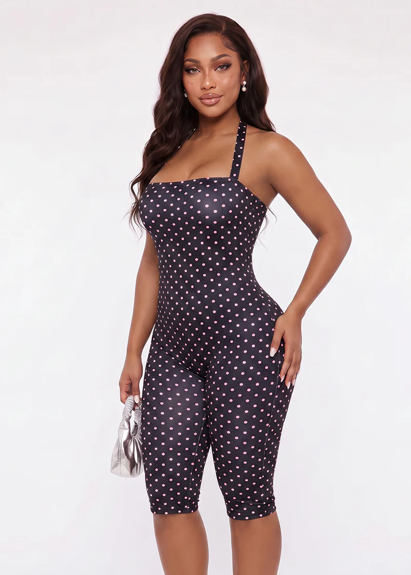 Women's Polka Dot Halter Bodycon Elegant Retro Jumpsuit - Image 19