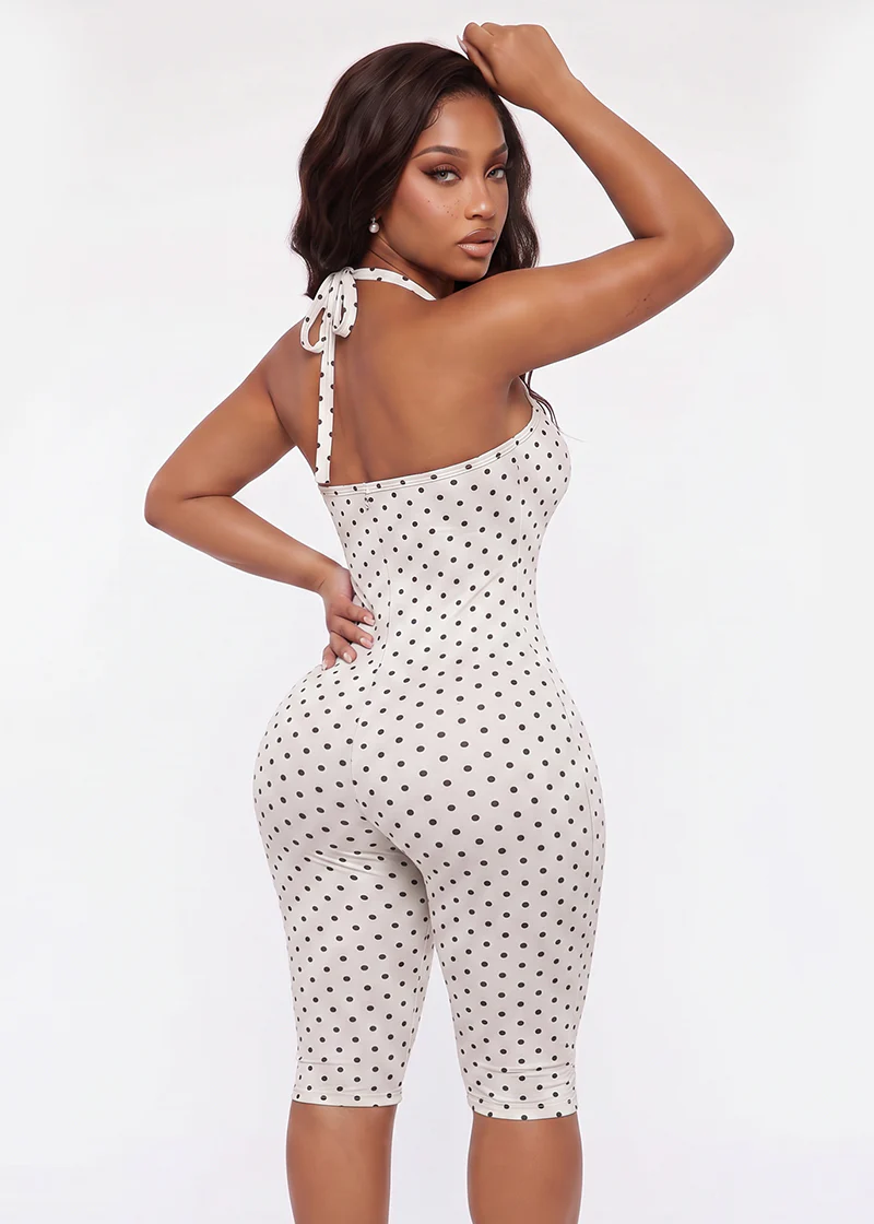 Women's Polka Dot Halter Bodycon Elegant Retro Jumpsuit - Image 3