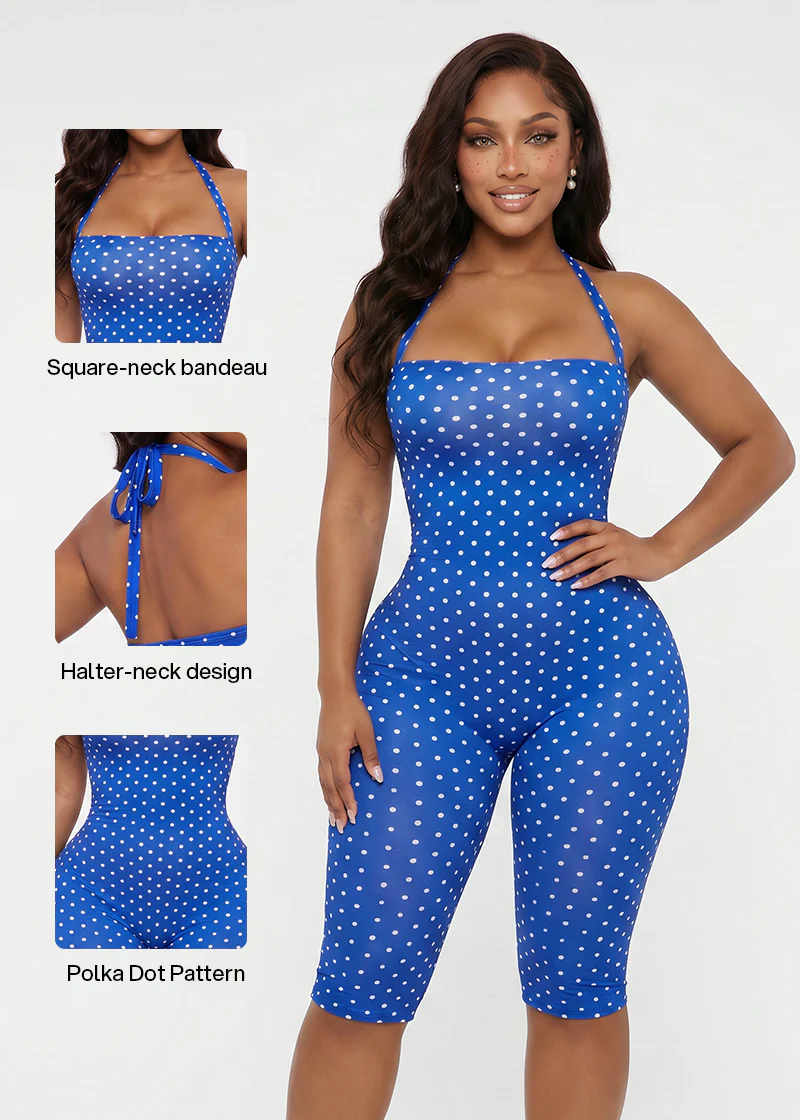 Women's Polka Dot Halter Bodycon Elegant Retro Jumpsuit - Image 8