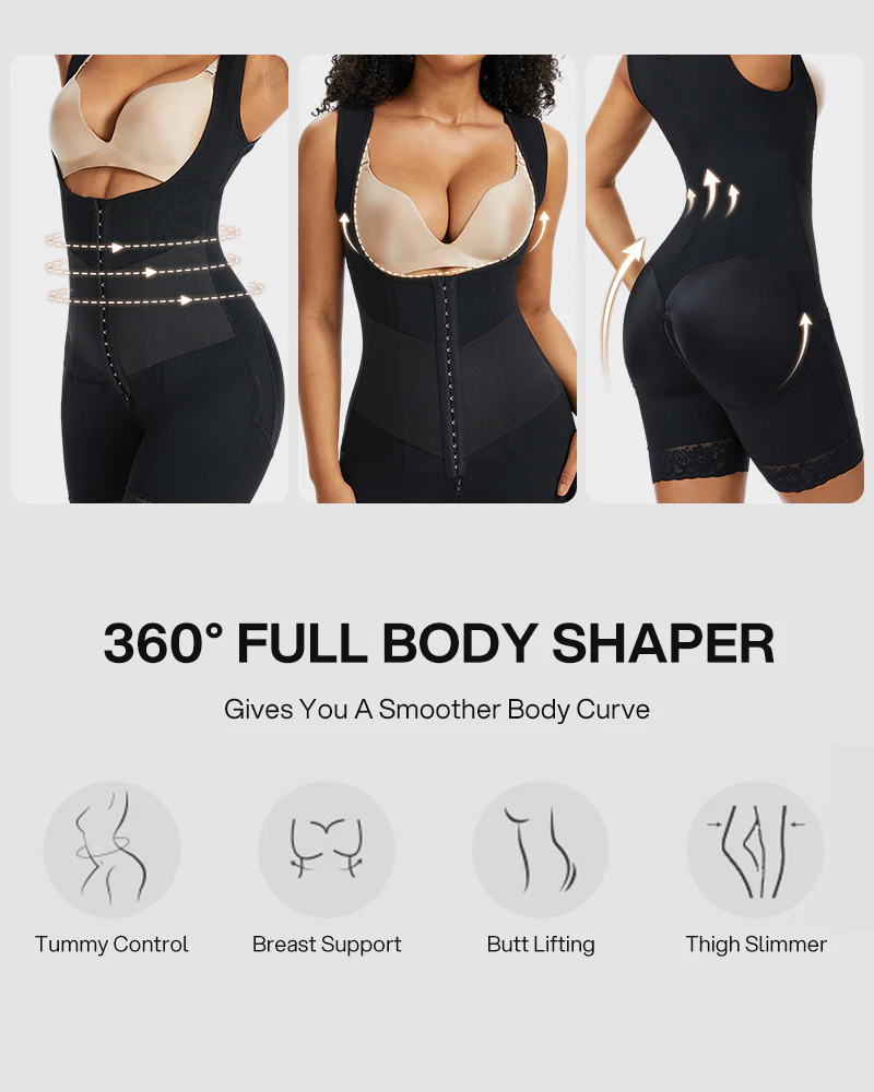 PowerMesh Double-Layer Open Bust Full Body Shaper - Image 13