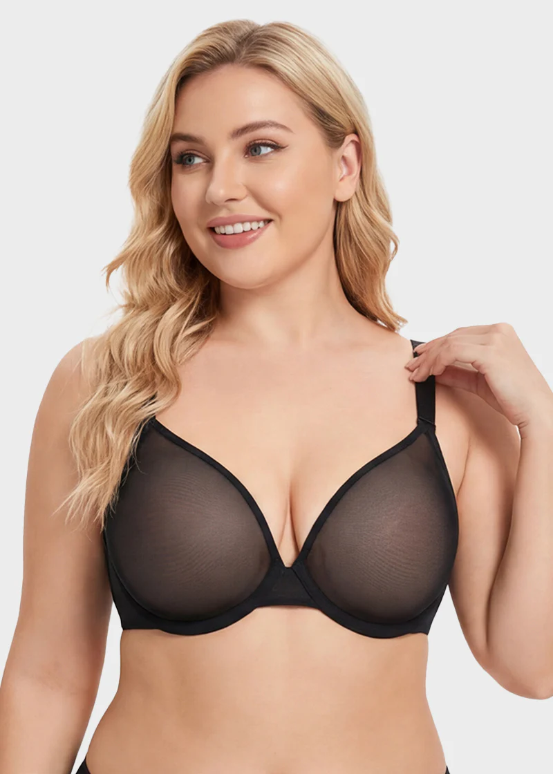 Seamless Mesh Unlined Underwire Bra - Image 10