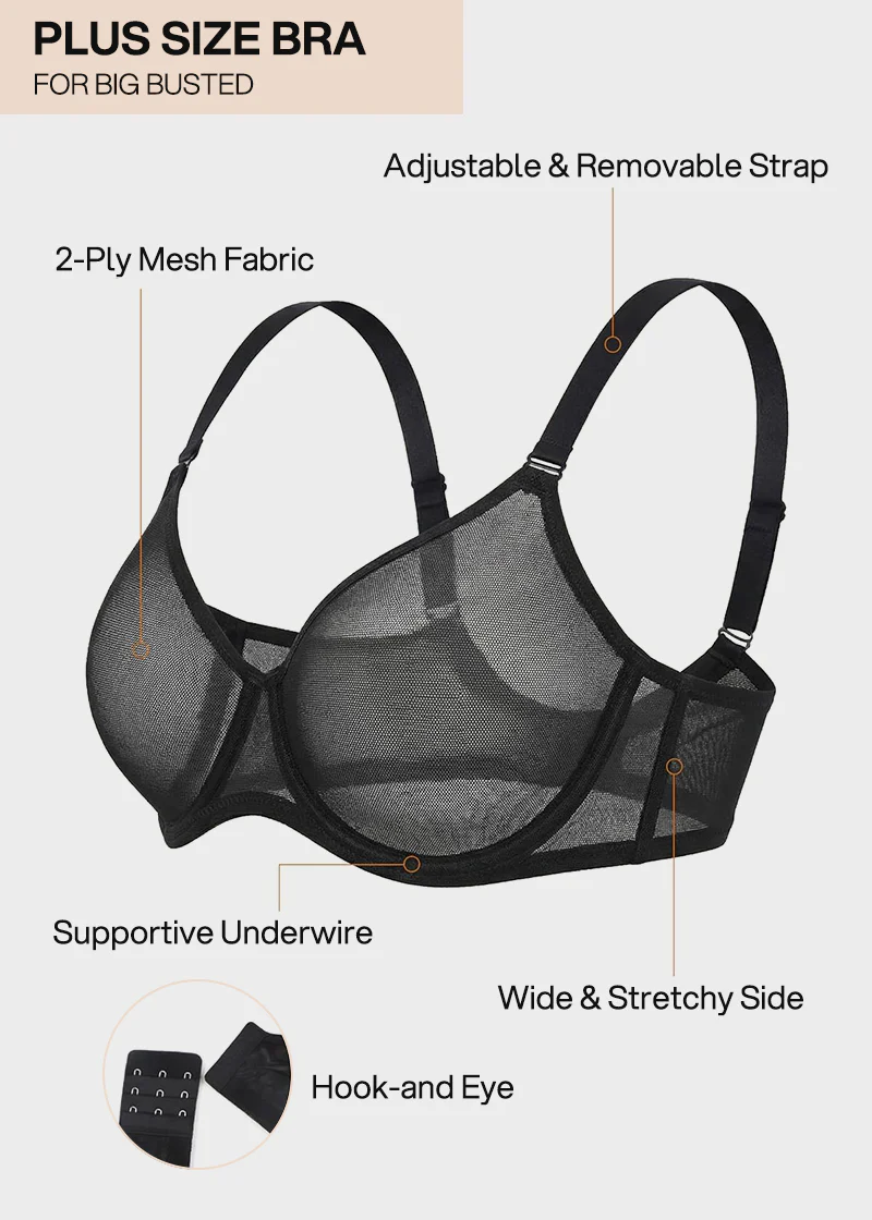 Seamless Mesh Unlined Underwire Bra - Image 15