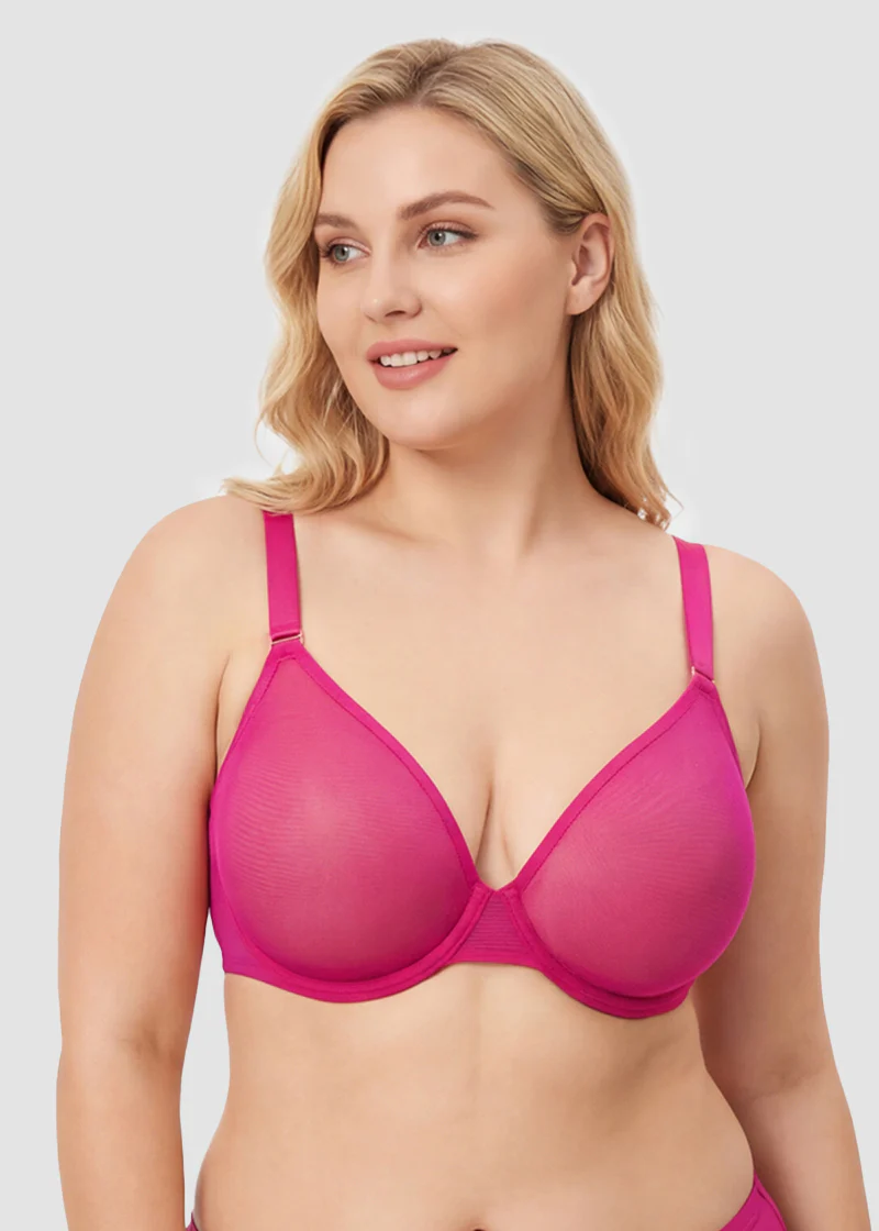 Seamless Mesh Unlined Underwire Bra - Image 7