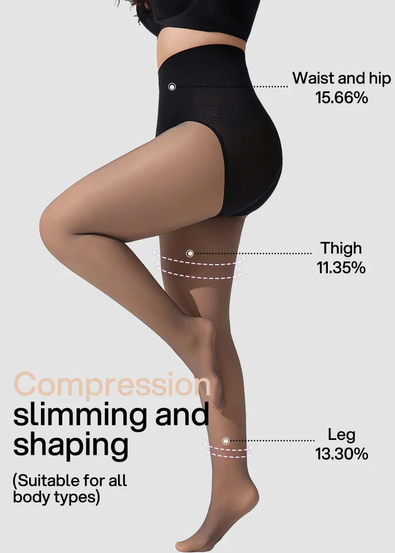 Semi-Sheer Black High-Waist Shaping Tights – Thin & Fleece-Lined - Image 9