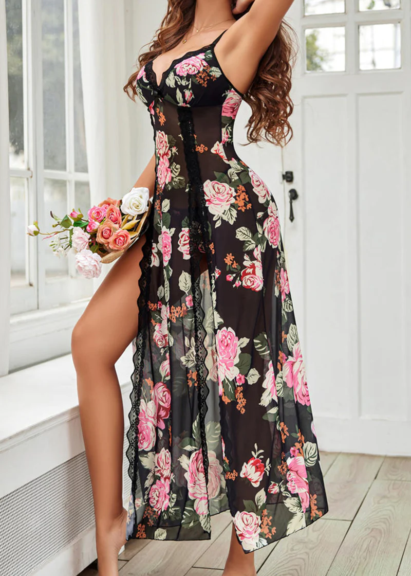 LilyLove® Sexy Mesh V Neck Side Split Nightdress - Image 6