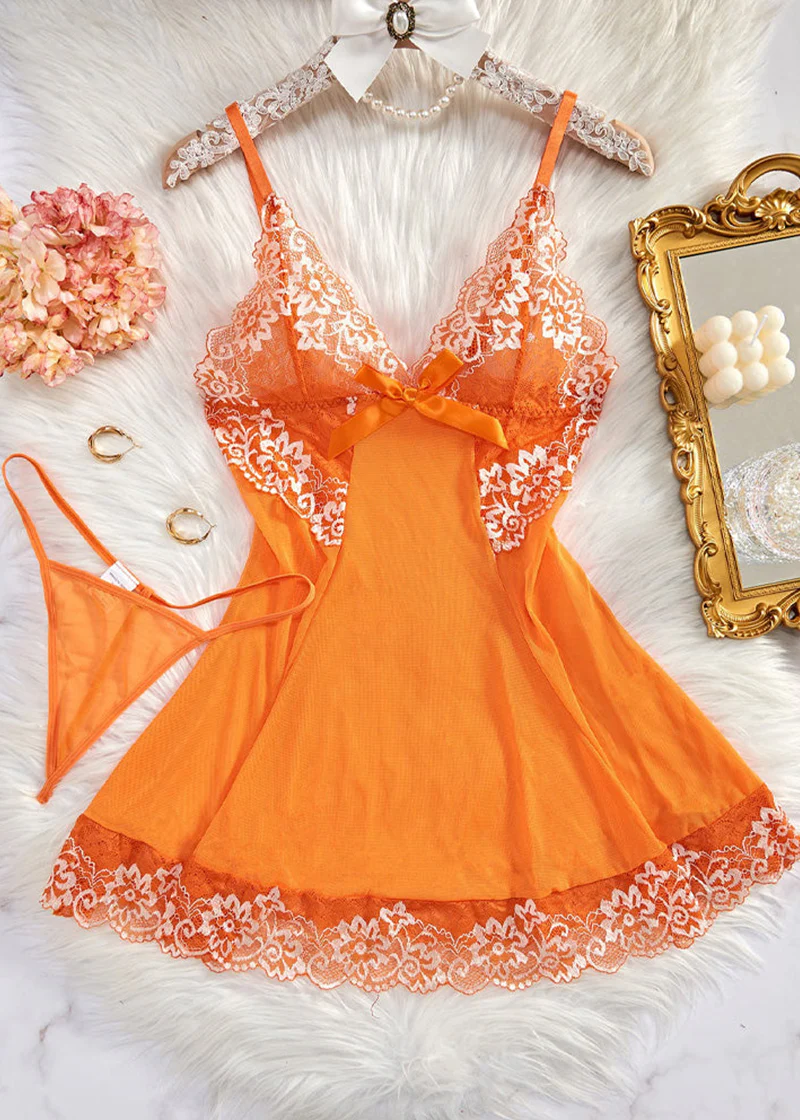 Sexy Sheer Lace Nightgown with G-String - Image 11