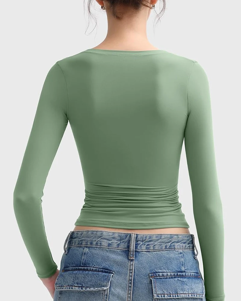 Square Neck Slimming Basic Top - Image 12