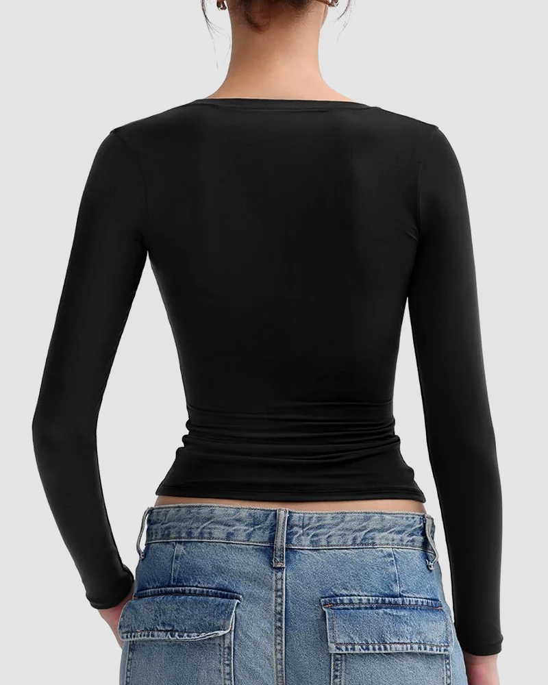 Square Neck Slimming Basic Top - Image 3