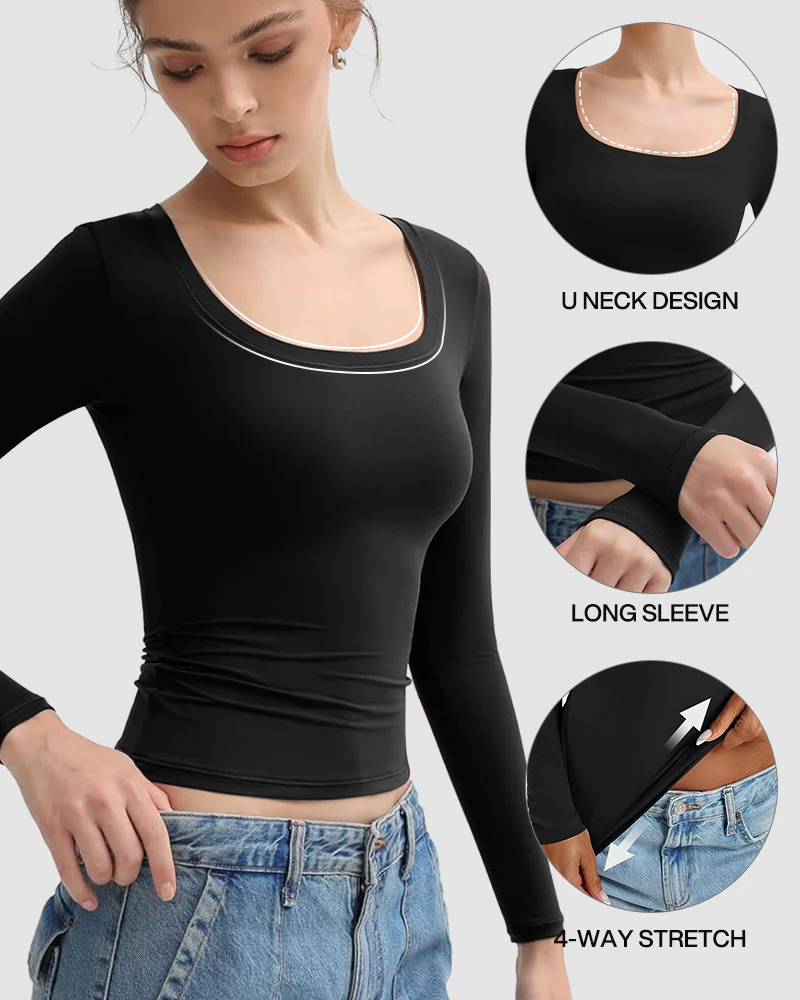 Square Neck Slimming Basic Top - Image 5