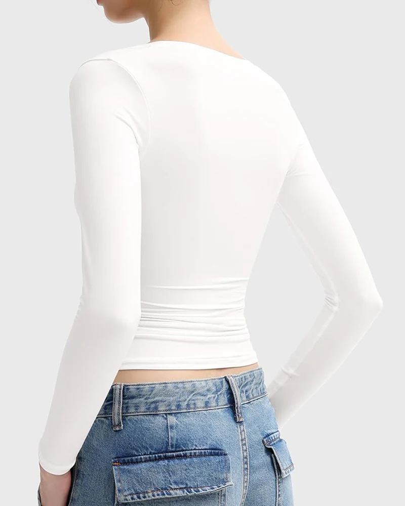 Square Neck Slimming Basic Top - Image 8