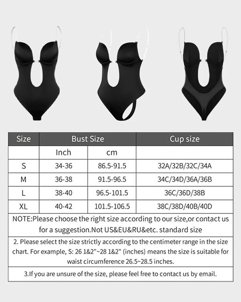 Backless Strapless U Plunge Thong Bodysuit - Image 13