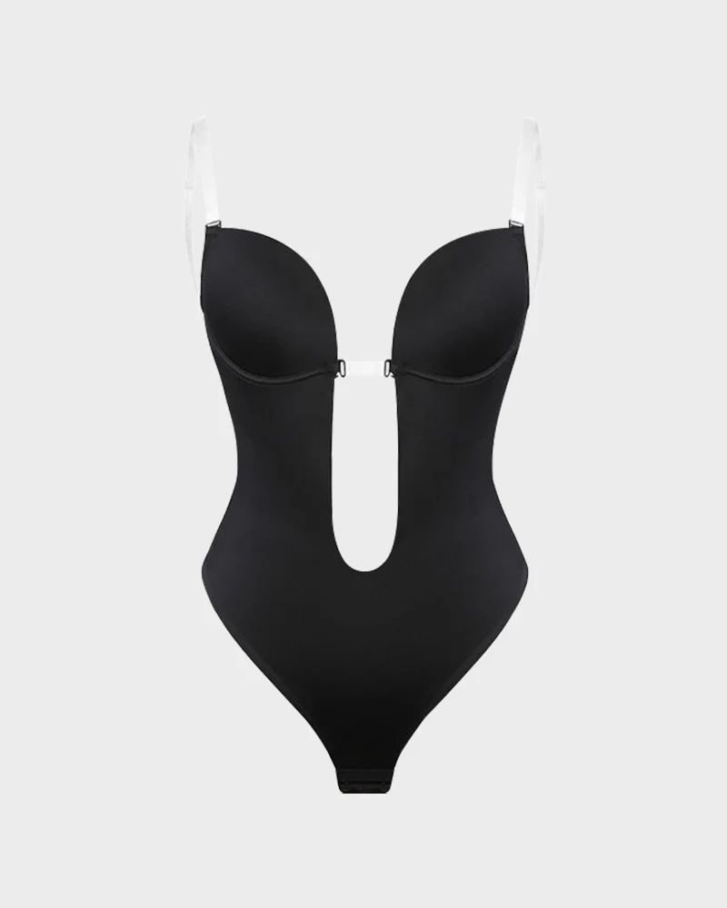 Backless Strapless U Plunge Thong Bodysuit - Image 5