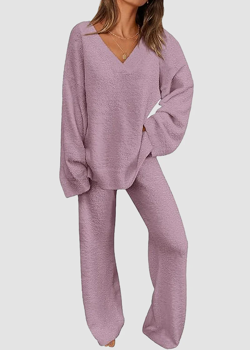 Teddy 2-Piece V-Neck Lounge Set - Image 21