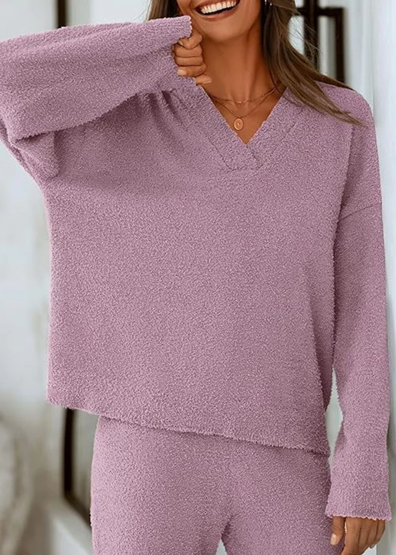 Teddy 2-Piece V-Neck Lounge Set - Image 24