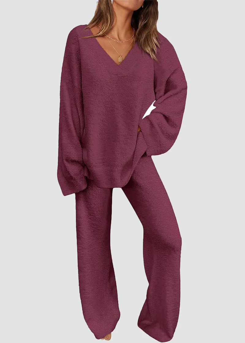 Teddy 2-Piece V-Neck Lounge Set - Image 25