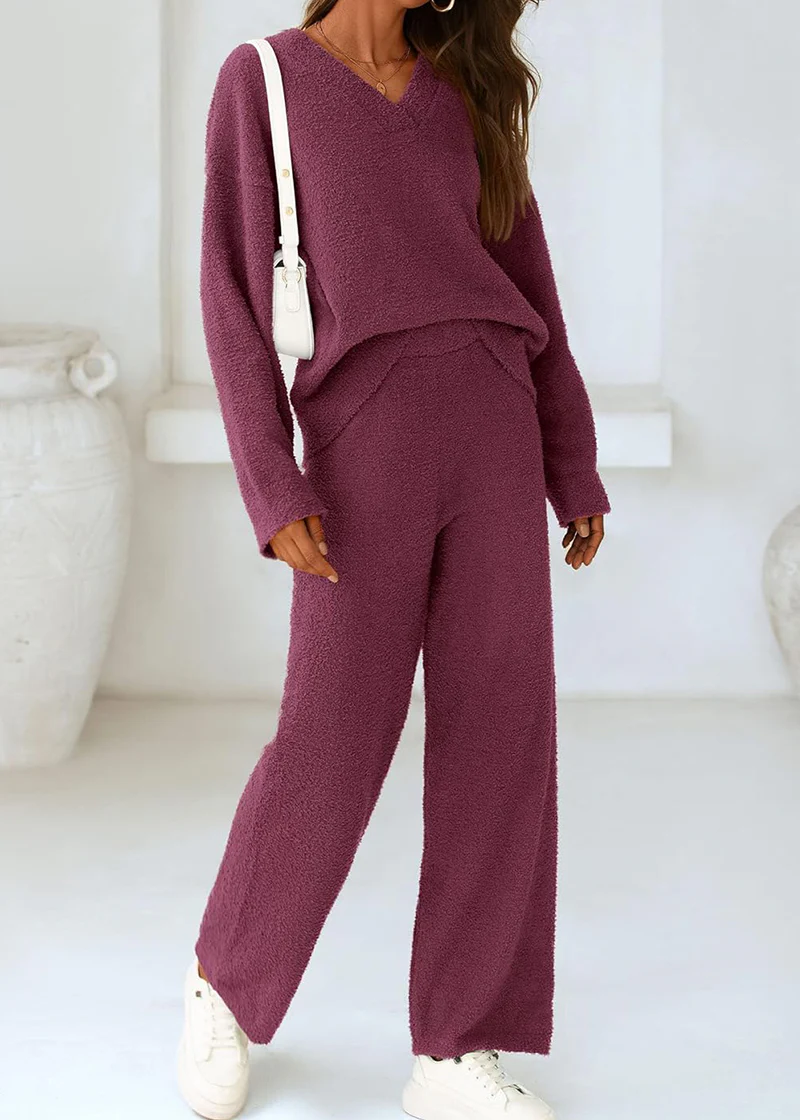 Teddy 2-Piece V-Neck Lounge Set - Image 26