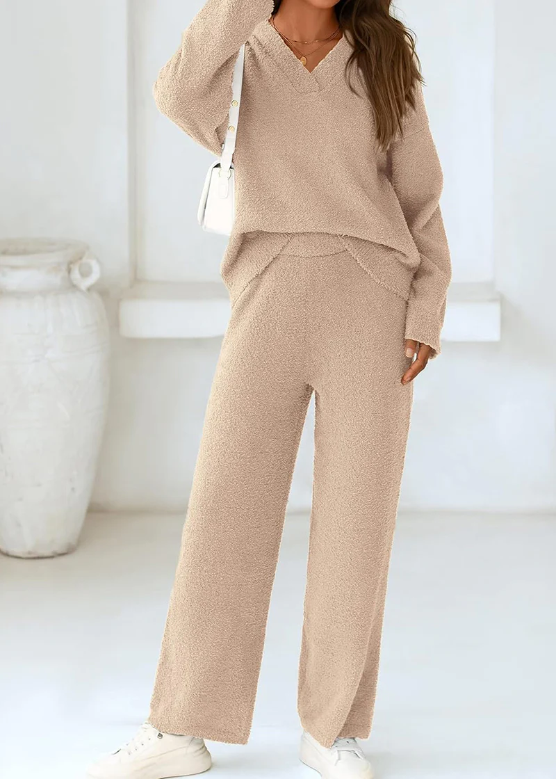 Teddy 2-Piece V-Neck Lounge Set - Image 3