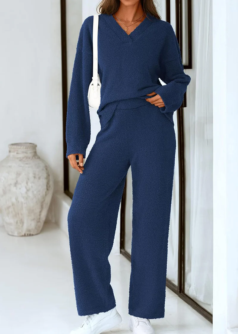 Teddy 2-Piece V-Neck Lounge Set - Image 9