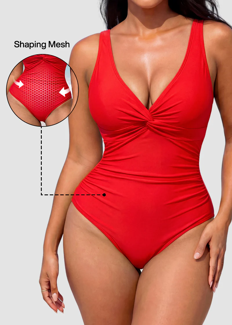 [Run One Size Smaller] Hourglass™ Twist Front Tummy Control One-Piece Swimsuit - Image 41