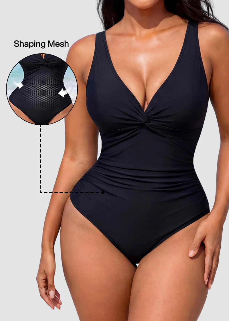 [Run One Size Smaller] Hourglass™ Twist Front Tummy Control One-Piece Swimsuit - Image 42