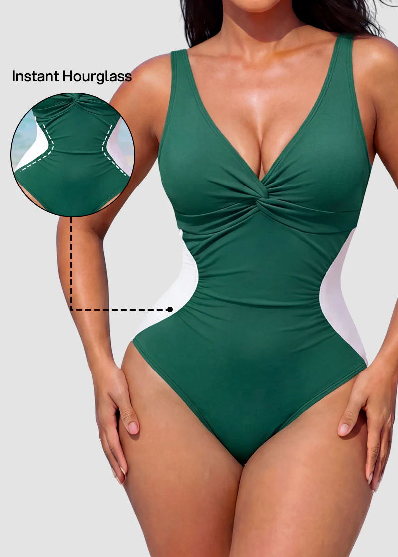 [Run One Size Smaller] Hourglass™ Twist Front Tummy Control One-Piece Swimsuit - Image 43