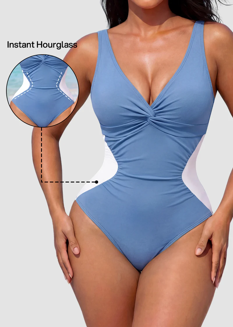 [Run One Size Smaller] Hourglass™ Twist Front Tummy Control One-Piece Swimsuit - Image 44