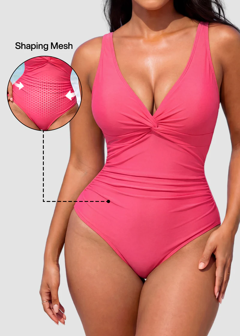 [Run One Size Smaller] Hourglass™ Twist Front Tummy Control One-Piece Swimsuit - Image 45